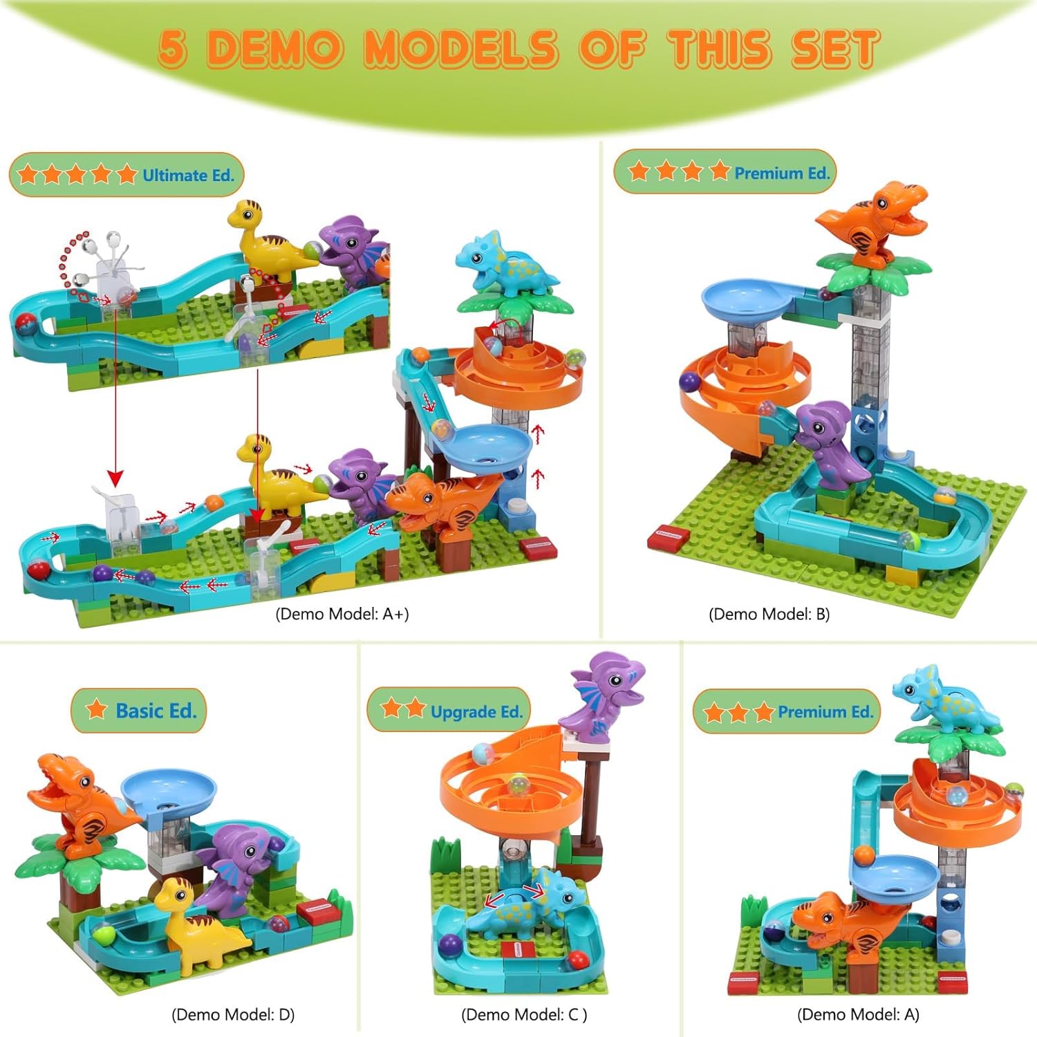 Dinosaur Marble Run Building for Kids: 3 4 5 6 7 8 Years Old Kids Dinosaur Building Blocks Toys - Preschool Montessori Game Compatible with Major Brands for Boys Girls