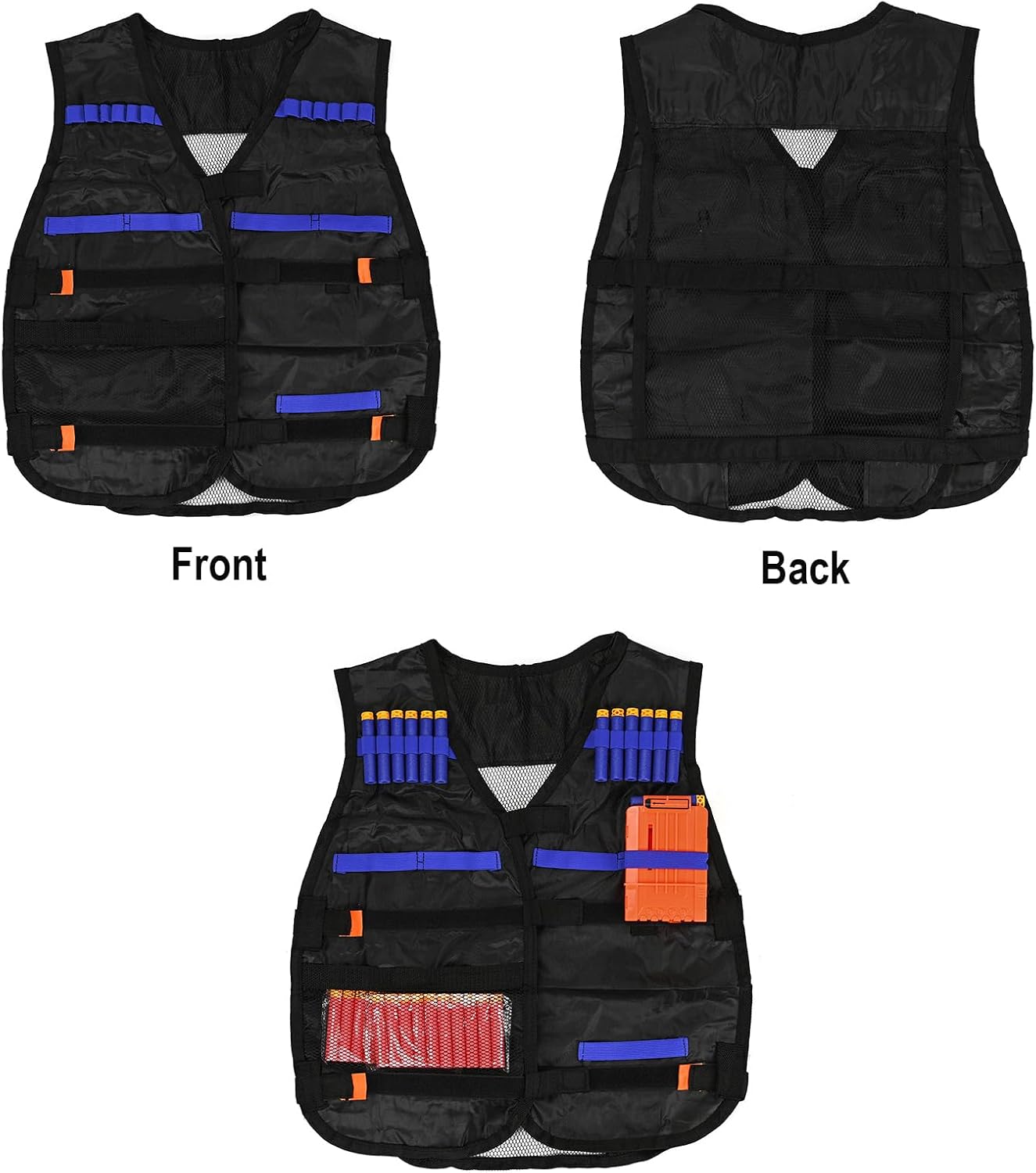 LUUFAN Kids Tactical Vest Kit for NERF Guns with Reload Clips, Refill Darts, Wrist Band, Tactical Mask Protective Glasses and Darts Belts for Boys Girls Birthday Thanksgiving