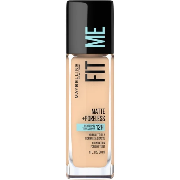 Maybelline Fit Me Matte + Poreless Liquid Foundation Makeup, 120 Classic Ivory, 1 fl oz