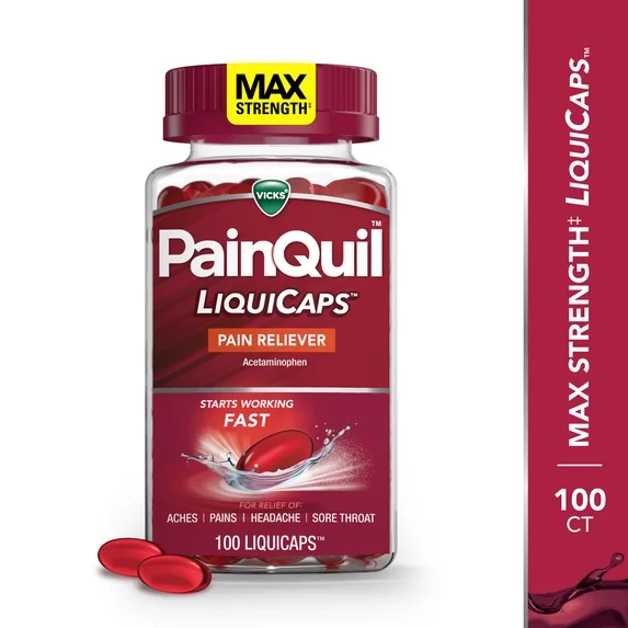 Vicks PainQuil Max Strength Pain Relief LiquiCaps Acetaminophen 1000mg 100 Count