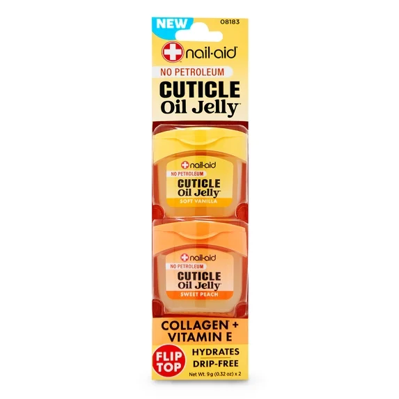 NAIL-AID Cuticle Oil Jelly, Press-On Friendly Non-Drip Cuticle Treatment for Dry Cracked Cuticles and Hangnails, Collagen + Vitamin E, CleanClick™ Secure Flip-Top Cap, Petroleum-Free.