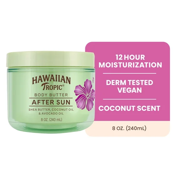 Hawaiian Tropic After Sun Body Butter with Coconut Oil, 12 Hour Moisturization, 8 oz