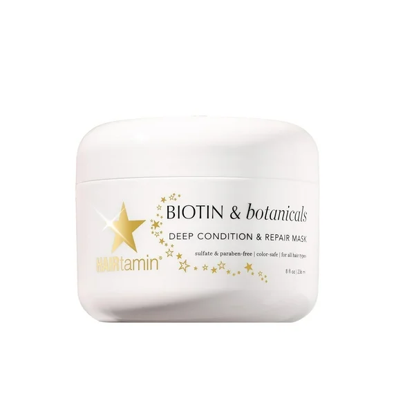 HAIRtamin Deep Conditioning Hair Treatment with Biotin and Botanical Extracts, Moisturizing Mask for Dry and Damaged Hair, 8 fl oz