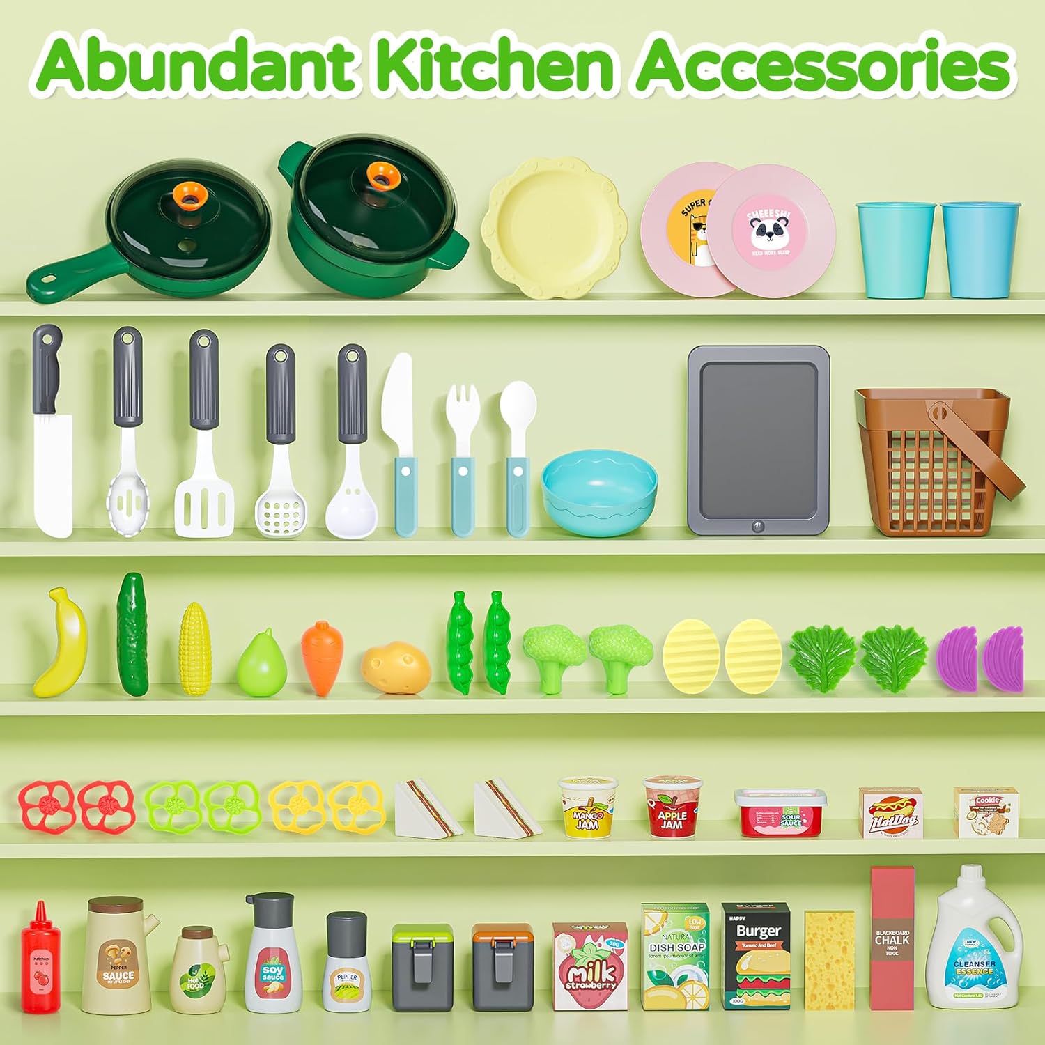 Letapapa Kids Play Kitchen Set, Kitchen Toys with Realistic Sound & Light, Cooking Stove, Sink, Play Food and Kitchen Accessories, Kitchen Playset Gifts for Toddlers Girls Boys
