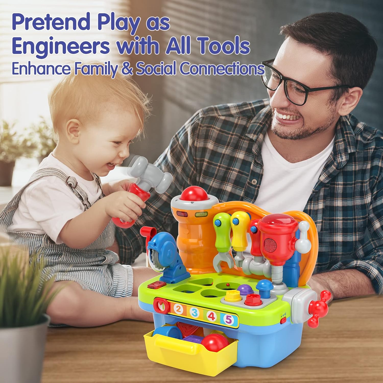 SunnyPal Toys for 1 Year Old Boy Birthday Gift, 9 in 1 Multifunction Music Workbench Learning Toy for Toddlers 1-3, Baby Toys 12-18 Months with Early Educational Sound Shape, Easter Basket Stuffers