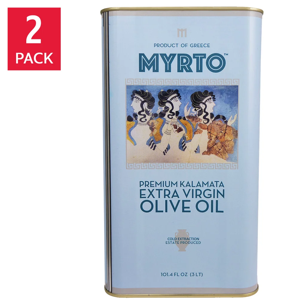 Myrtos Greek Extra Virgin Olive Oil 3L, Tins, 2-pack