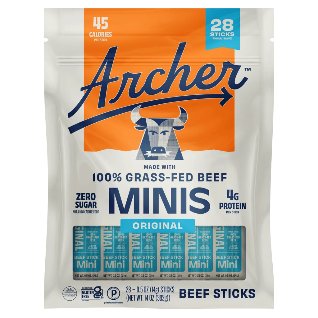 Country Archer Grass-Fed Beef Stick Minis Original, 0.5 oz, 28-Count