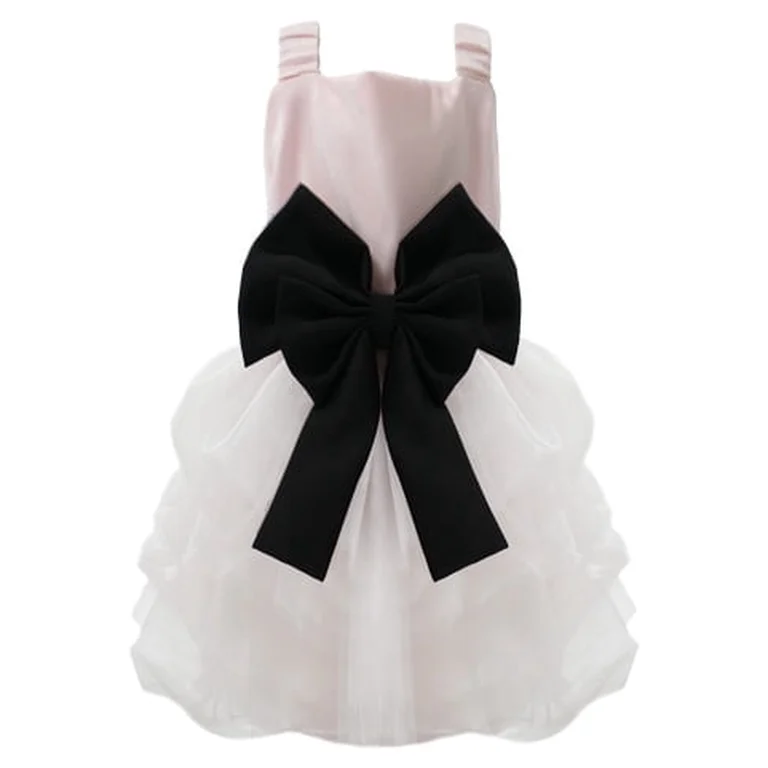 MAMORE Princess Dog Dress, Puppy Wedding & Birthday Party Outfit, Formal Pet Apparel(Pink Black,L)