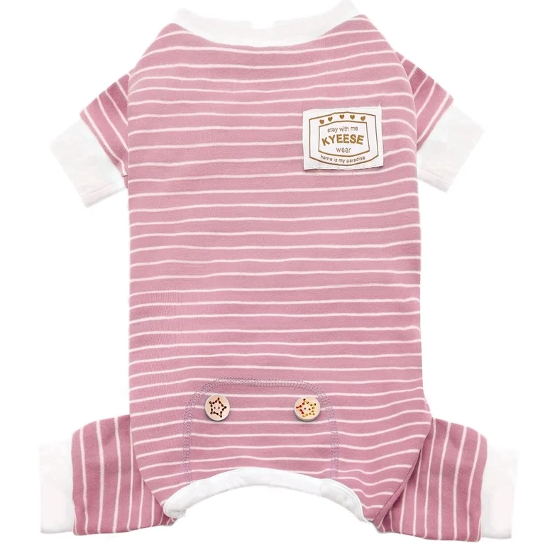 KYEESE Dog Pajamas, Pink Stripe Dog Pjs, Dog Pajamas for Small Dogs, L