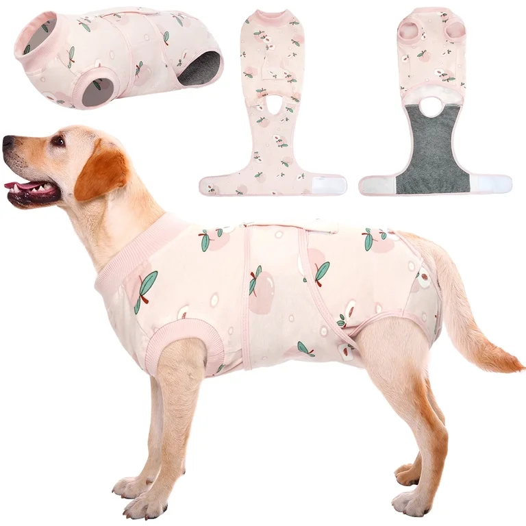 Kuoser Recovery Suit for Dogs Cats Dog Onesie after Surgery, Peach, L