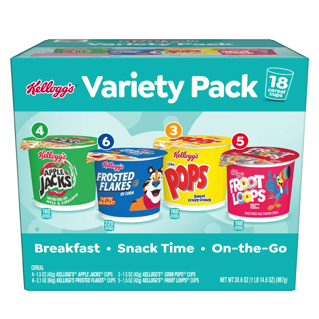 Kellogg's Cereal Cups, Variety Pack, 18-count