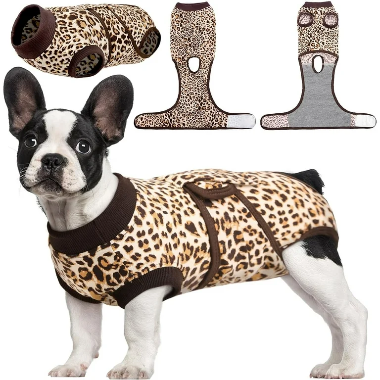 Kuoser Dog Surgical Recovery Suit, Recovery Suit for Female Male Dogs after Surgery, Brown, M