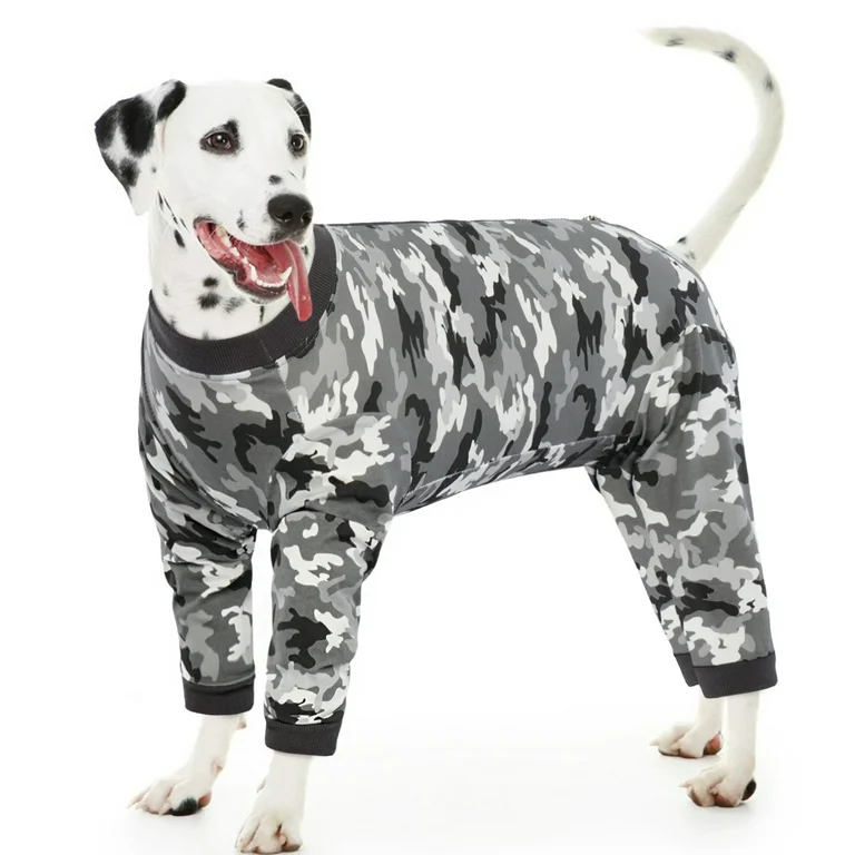 Kuoser Dog Recovery Suit Long Sleeve Dog Onesie after Surgery, Camouflage, L