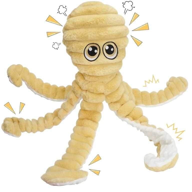 Prime Pets Dog Toys for Large Dogs, 27" Large Crinkle Squeaky Dog Toy, Plush Octopus Dog Chew Toy