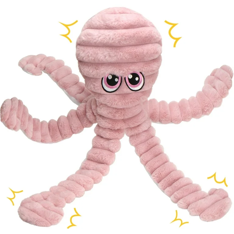 Prime Pets Dog Toys for Large Dogs, 27” Large Crinkle Squeaky Dog Chew Toy, Purple Octopus