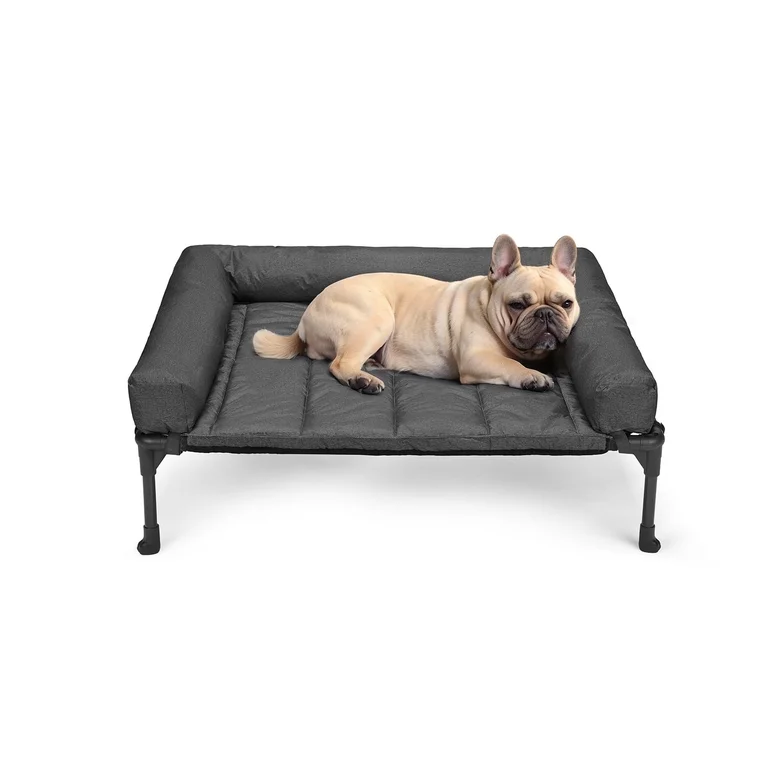 Veehoo Cooling Elevated Dog Bed + Waterproof Removable Pillow-Top Mat, Dog Sofa Bed, Medium, Black