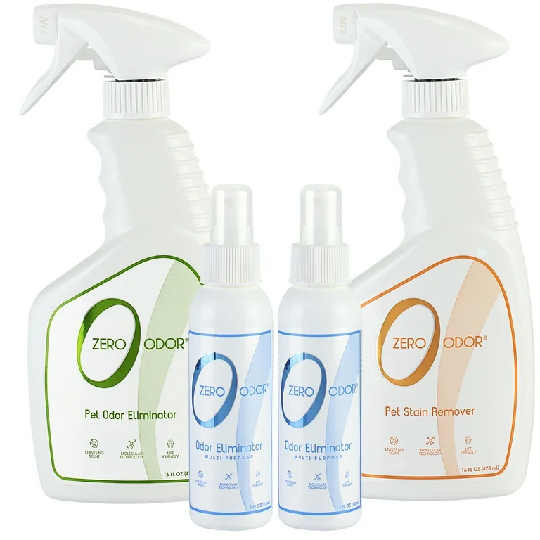 Zero Odor Pet Odor Eliminator Spray and Stain Remover Kit Smell Remover Deodorizer