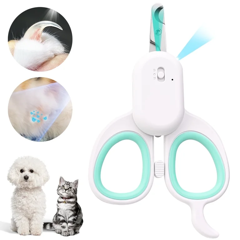 Cat Nail Clipper with Light, Pet Claw Trimmer for Grooming, Non-Slip Handle for Cats Dogs and Small Pets